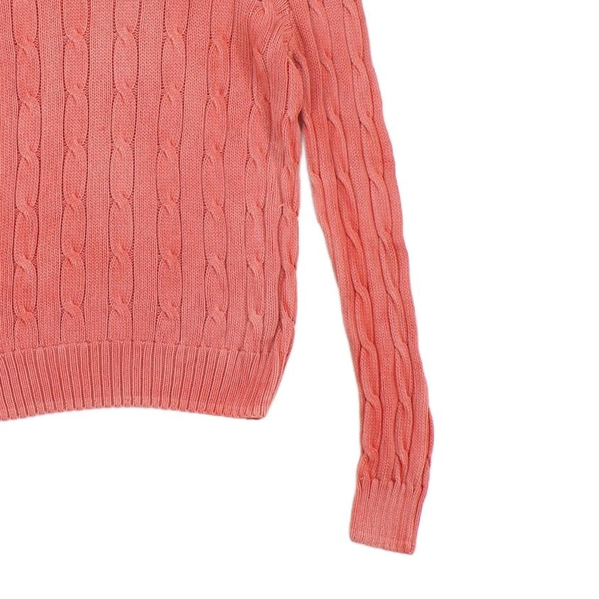 Womens Cable Knit Jumper Crew Neck Pima Cotton