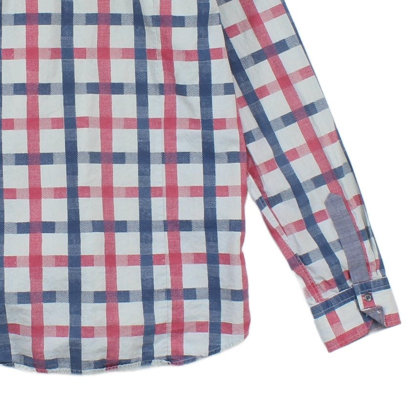 Mens Check Shirt Long Sleeve Button Up