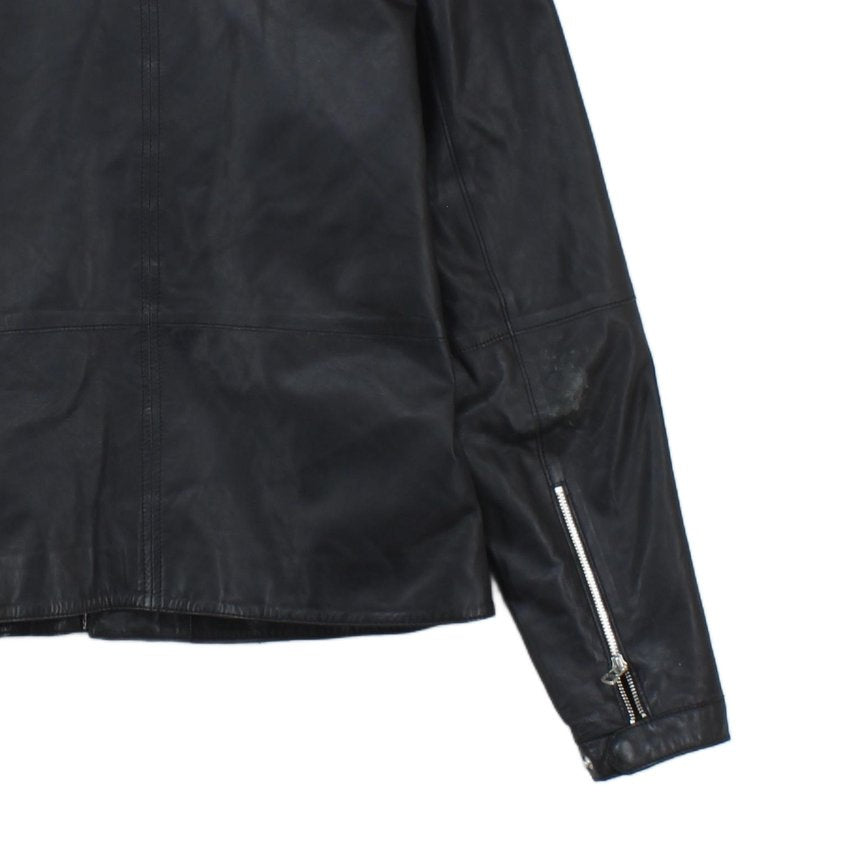 Mens Leather Biker Jacket Full Zip