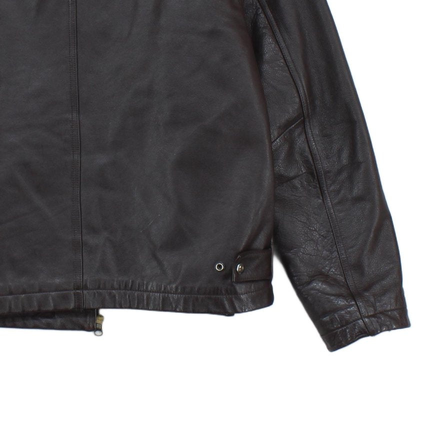 Mens Leather Jacket Zip Collared