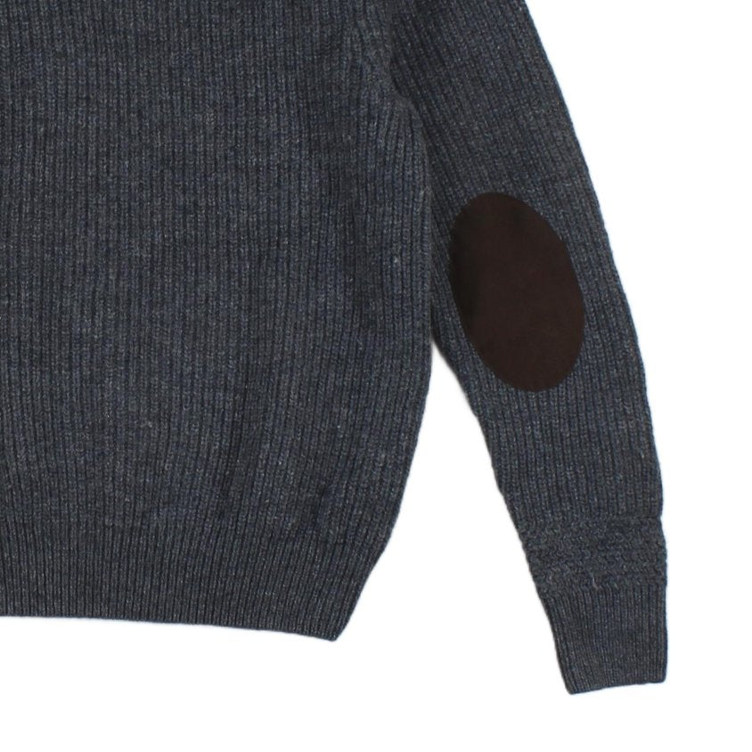 Mens Lambs Wool Jumper Ribbed Knit Shawl Collar