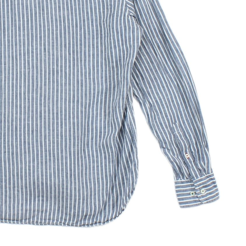 Mens Linen Striped Shirt Button Up