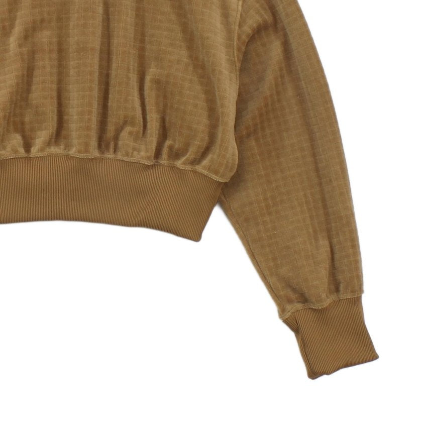 Womens Velour Sweatshirt Cropped Collared