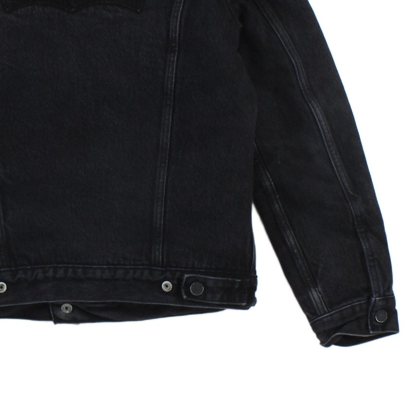 Mens Sherpa Denim Jacket Trucker Snap