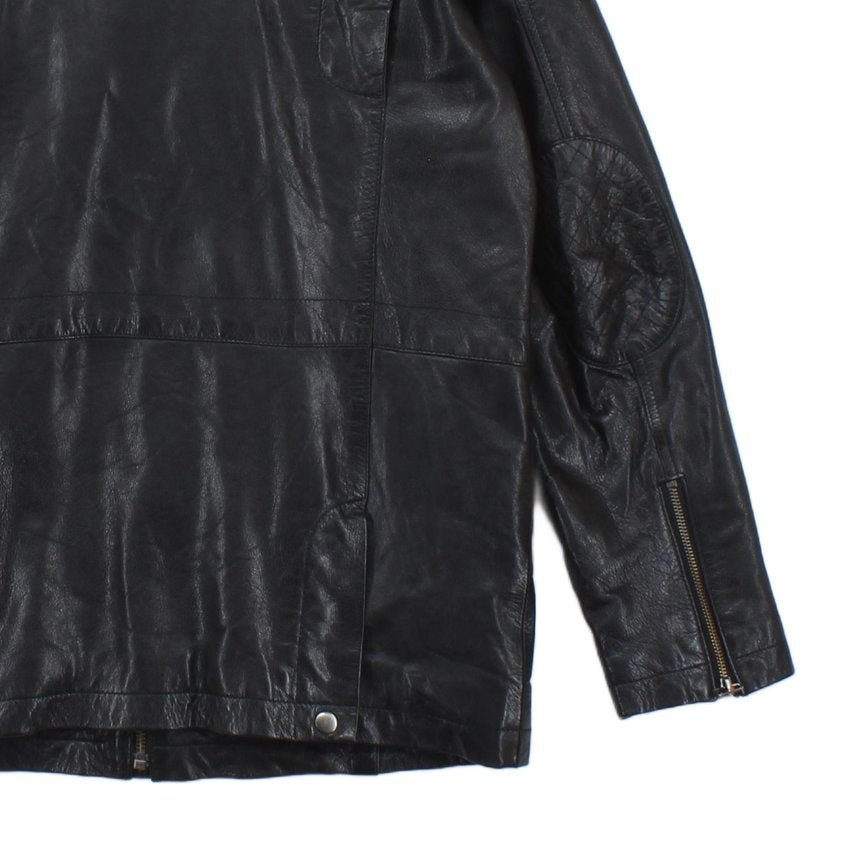 Mens Leather Jacket Utility Pockets Biker