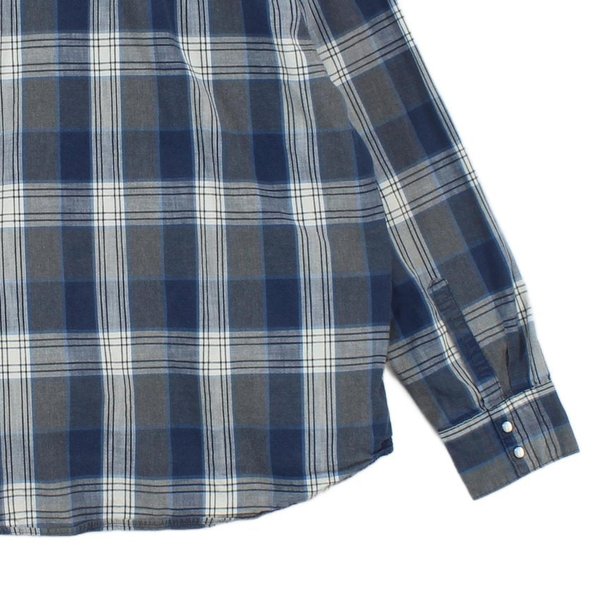 Mens Plaid Shirt Western Snap Check Long Sleeve