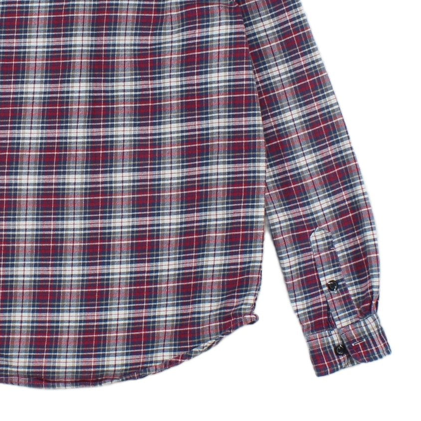 Mens Flannel Plaid Shirt Long Sleeve Check Cotton