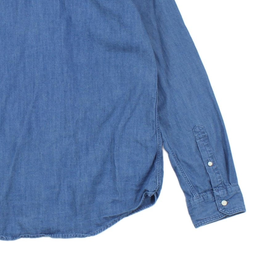 Mens Denim Shirt Long Sleeve Slim Fit
