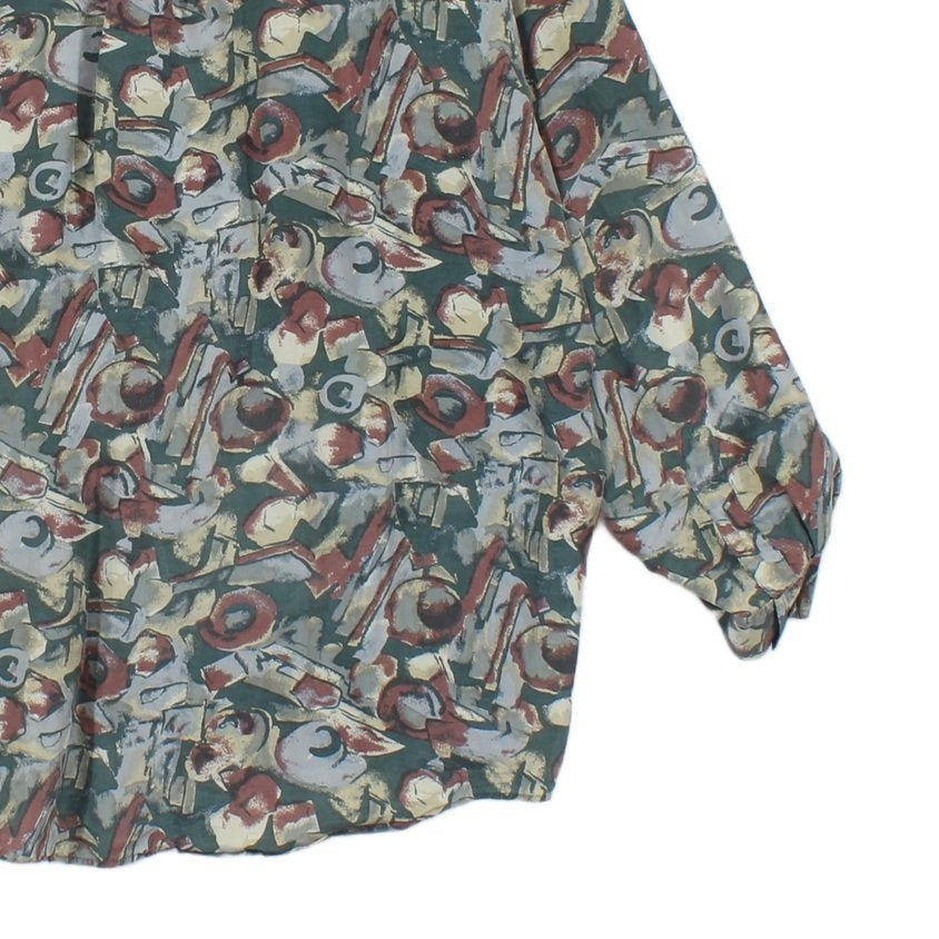 Mens Floral Silk Shirt Button Up Relaxed Fit