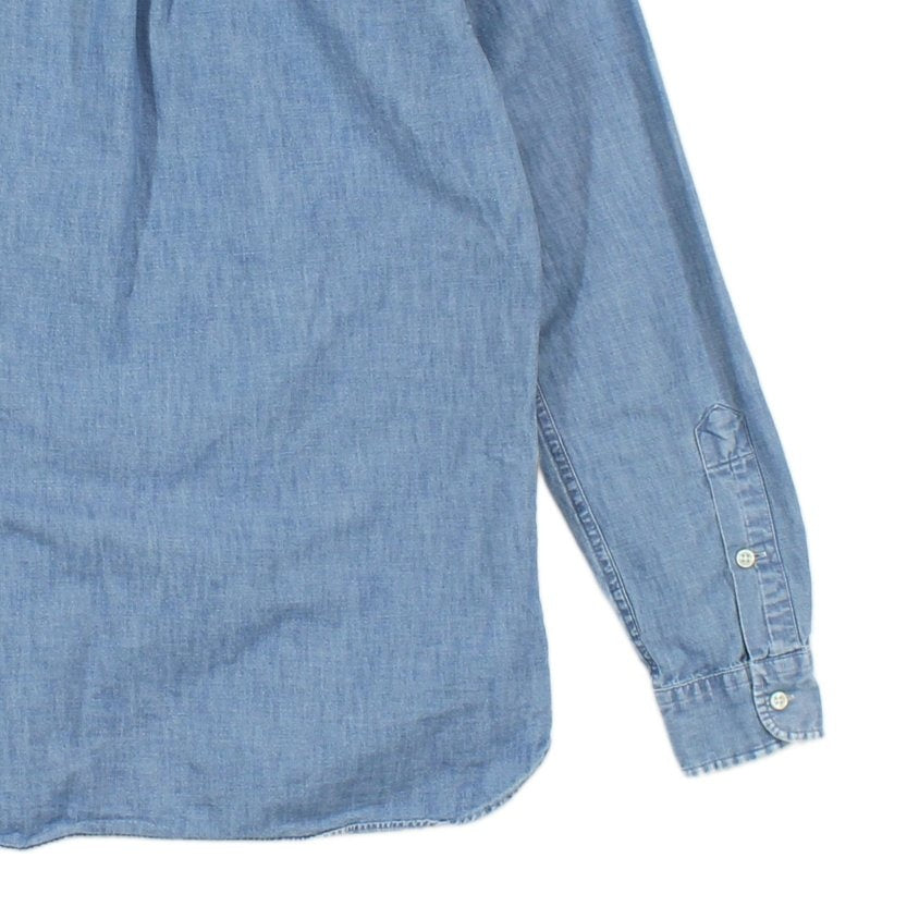 Mens Denim Shirt Slim Fit Button Up Long Sleeve