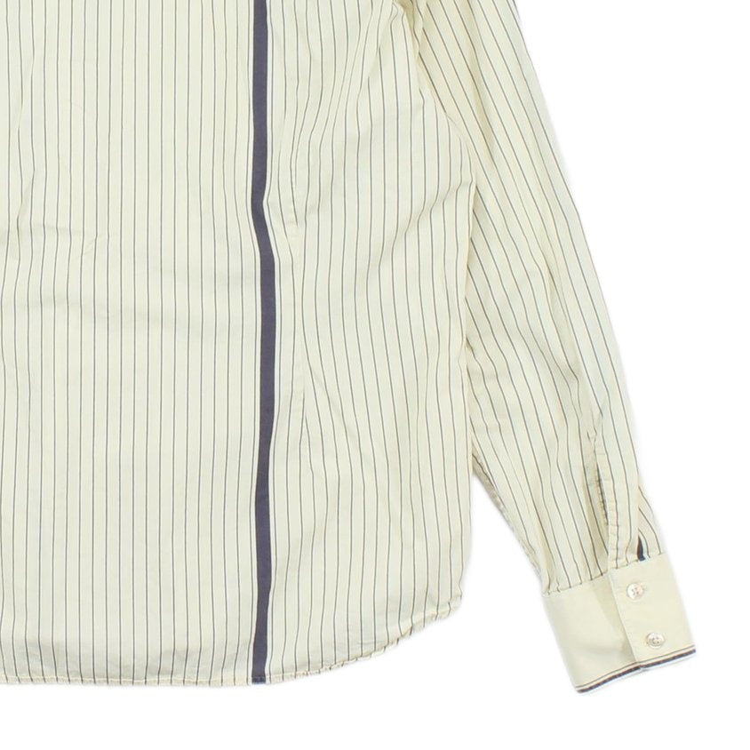 Mens Striped Shirt Western Long Sleeve Collared