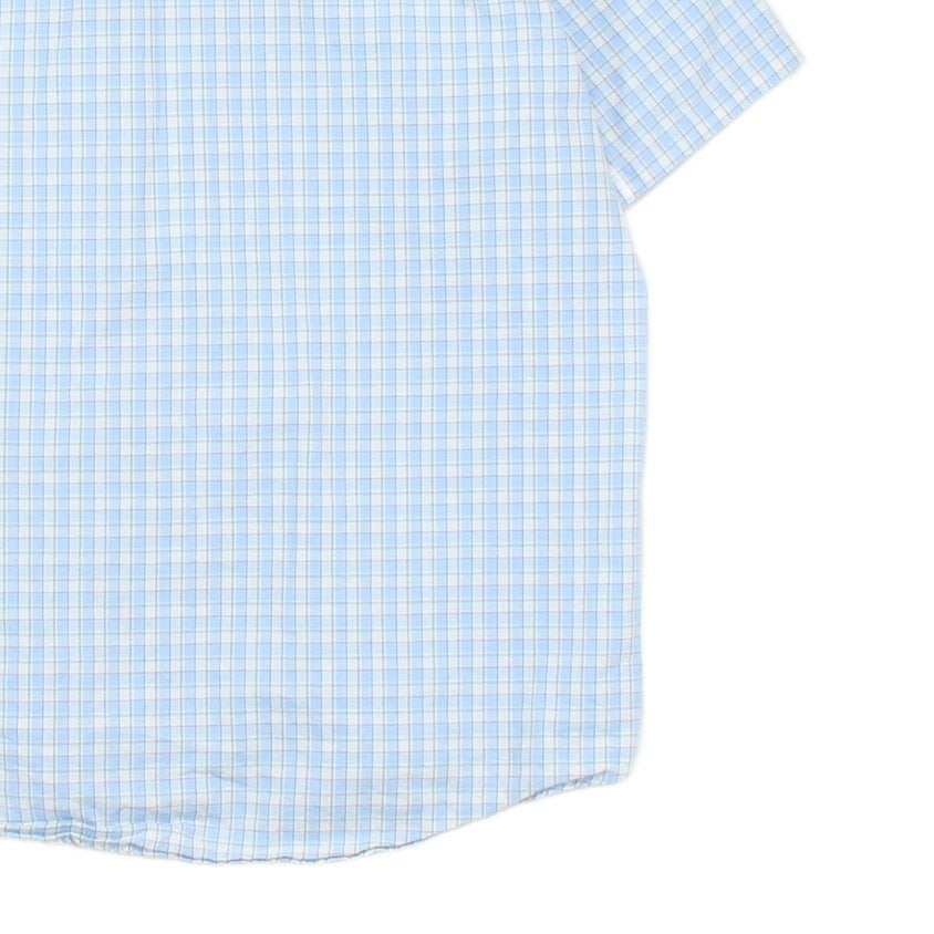 Mens Check Shirt Short Sleeve Collared