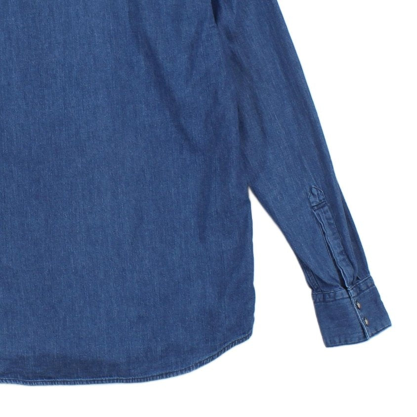Mens Denim Shirt Slim Fit Western Long Sleeve