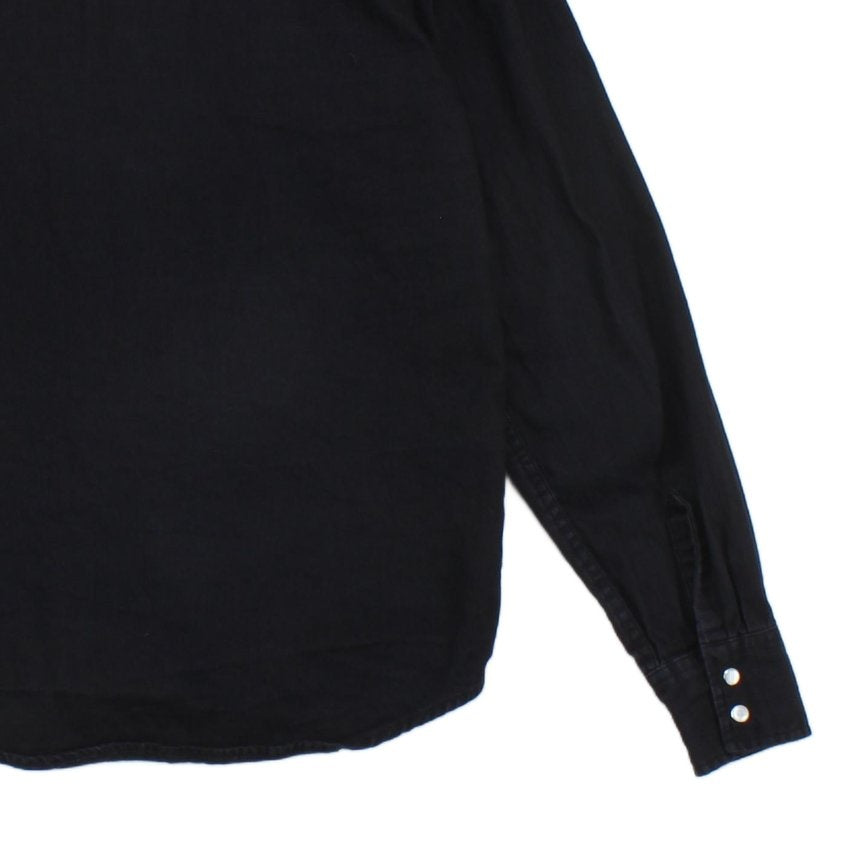 Mens Denim Shirt Pearl Snap Long Sleeve Button Up