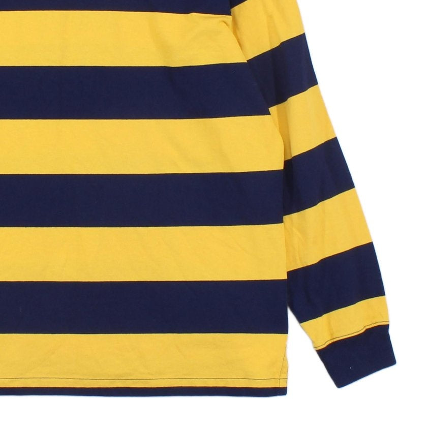 Mens Striped Rugby Shirt Slim Fit Long Sleeve