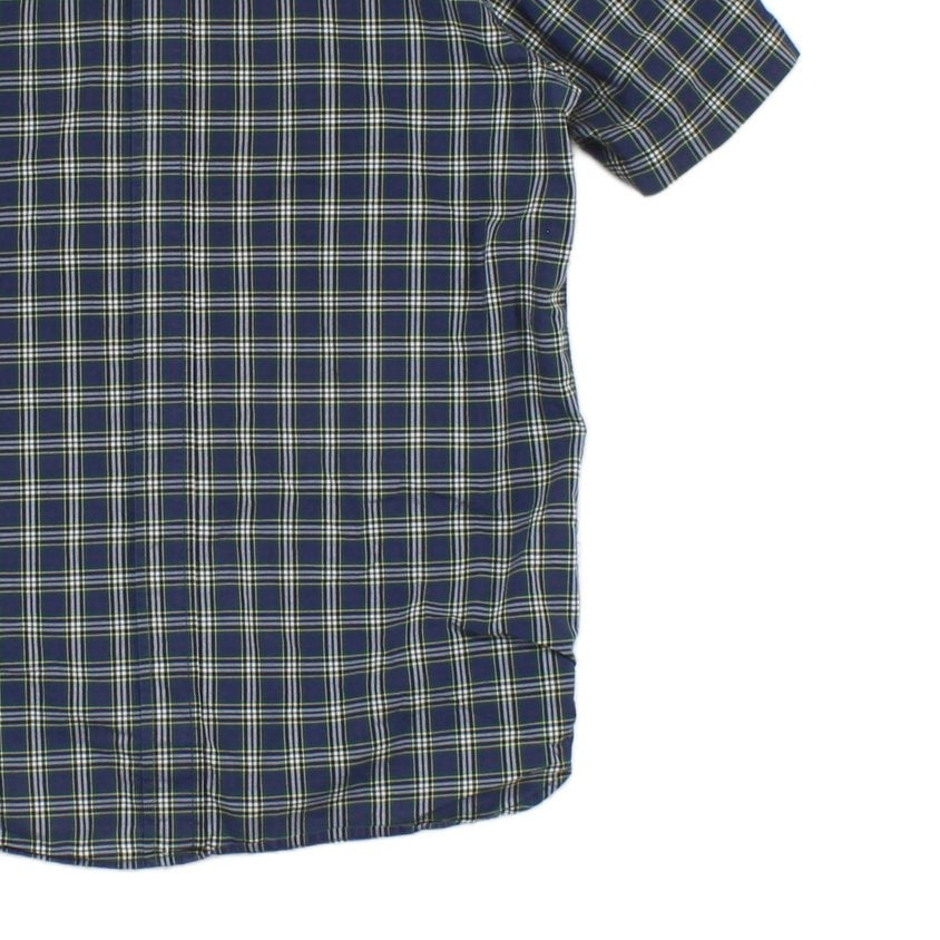 Mens Check Shirt Button Up Short Sleeve