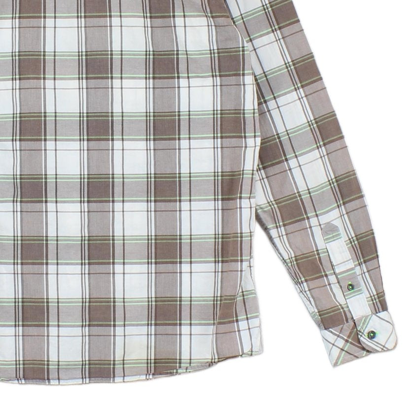Mens Check Shirt Button Up Long Sleeve
