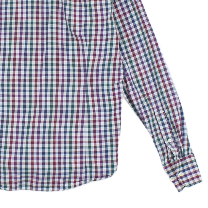 Mens Check Shirt Long Sleeve Tailored