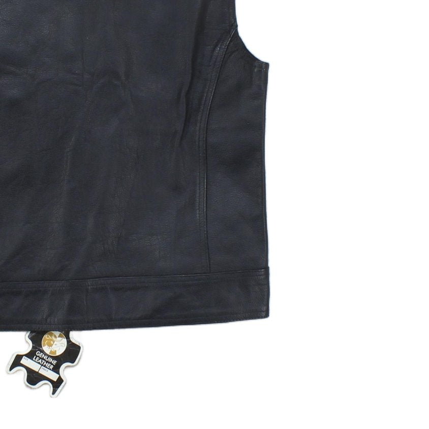 Mens Leather Vest Jacket Motorcycle Sleeveless Biker