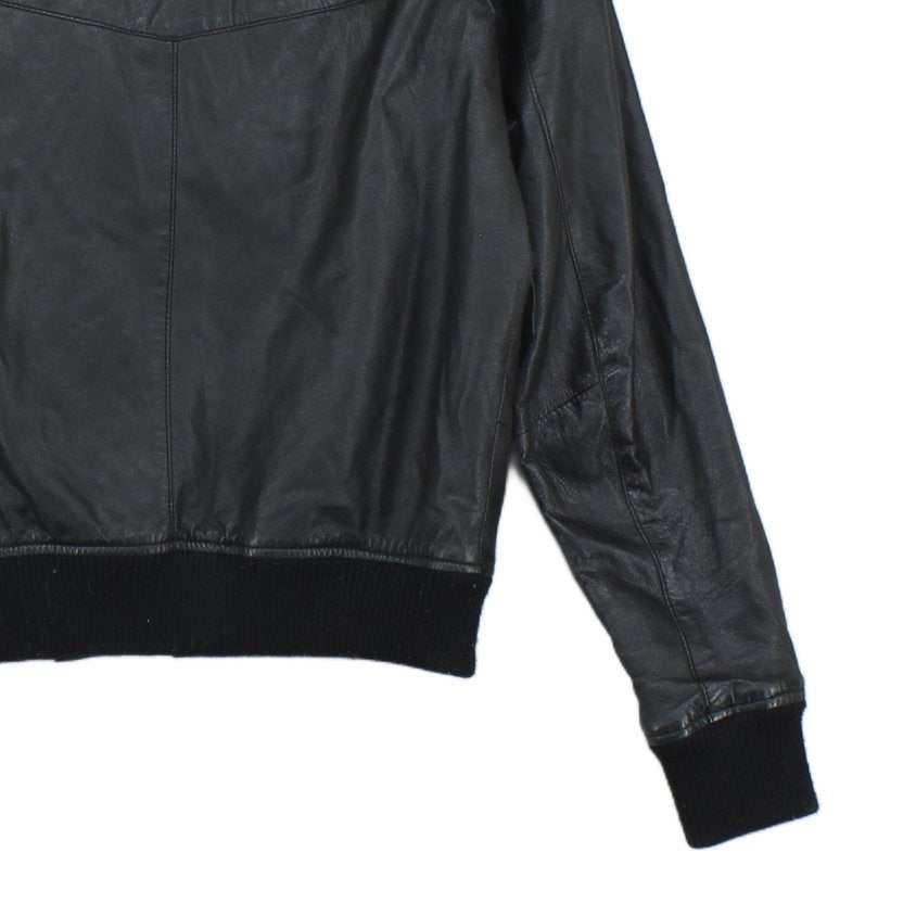 Mens Leather Jacket Biker Full Zip