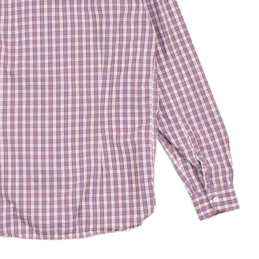 Mens Plaid Shirt Tailored Fit Button Up Long Sleeve