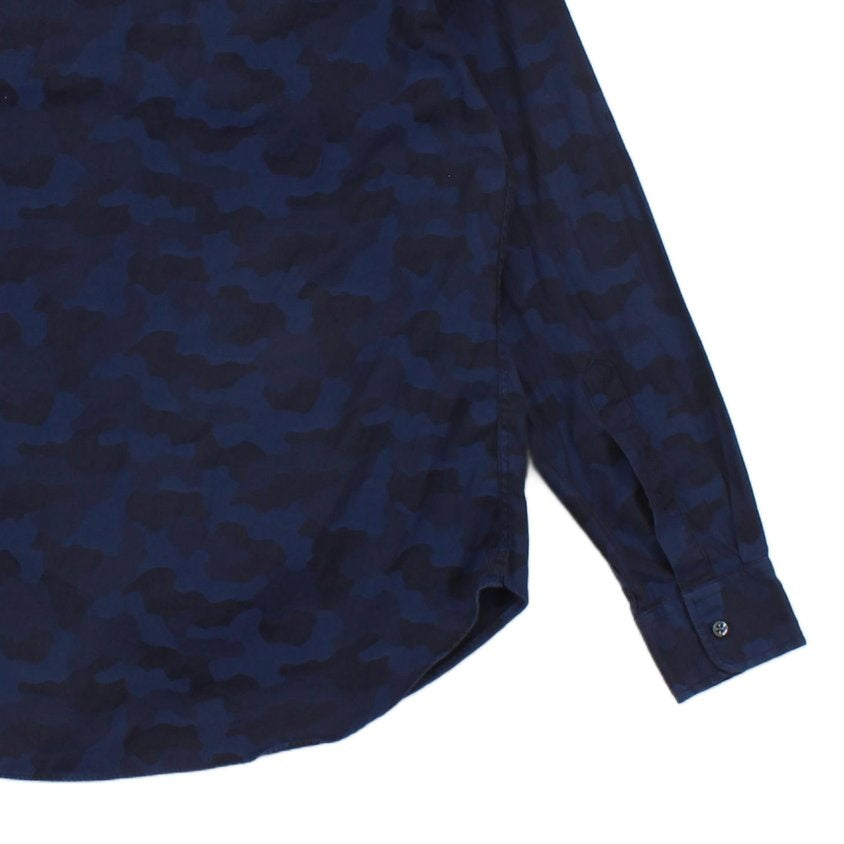 Mens Camo Shirt Long Sleeve Button Up Black Label