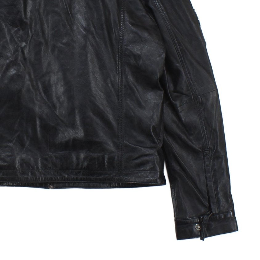 Mens Leather Jacket Full Zip Biker