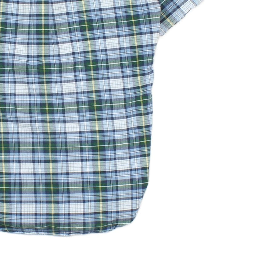 Mens Plaid Shirt Short Sleeve Raw Hem