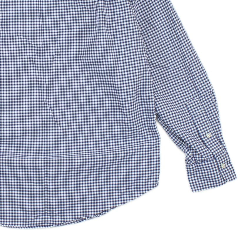 Mens Check Shirt Long Sleeve Classic Grandad Collar