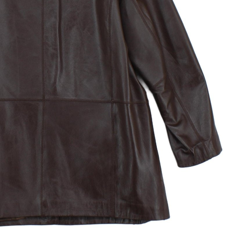 Womens Leather Overcoat Long Sleeve