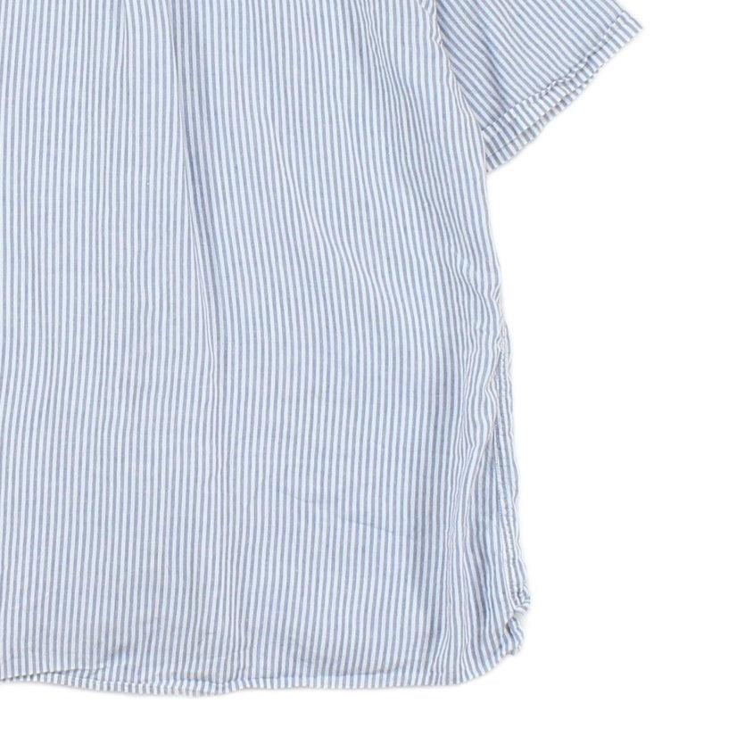 Mens Striped Shirt Short Sleeve Linen Blend
