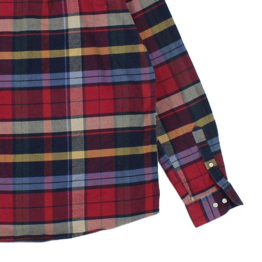 Mens Plaid Shirt Tailored Fit Button Up Long Sleeve