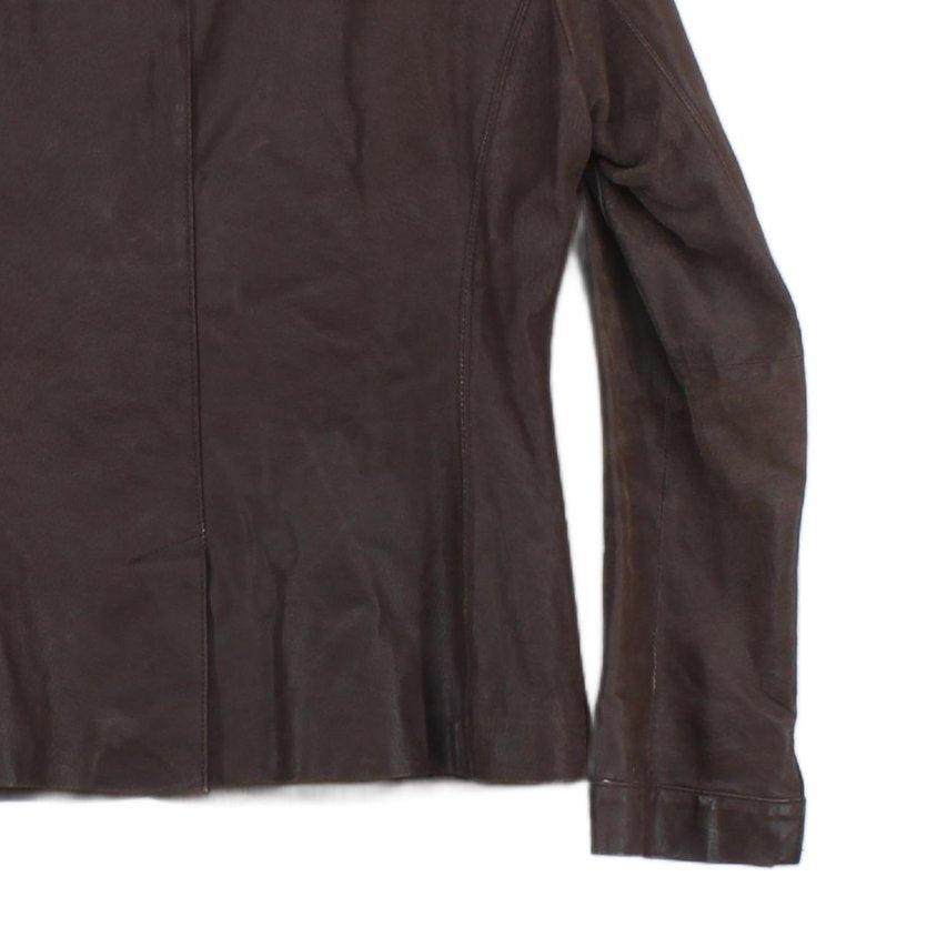 Womens Leather Blazer Notch Lapel Tailored