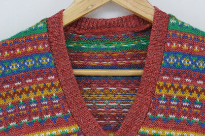 Womens Vest Jumper Retro Patterned