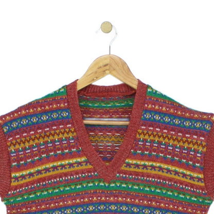 Womens Vest Jumper Retro Patterned