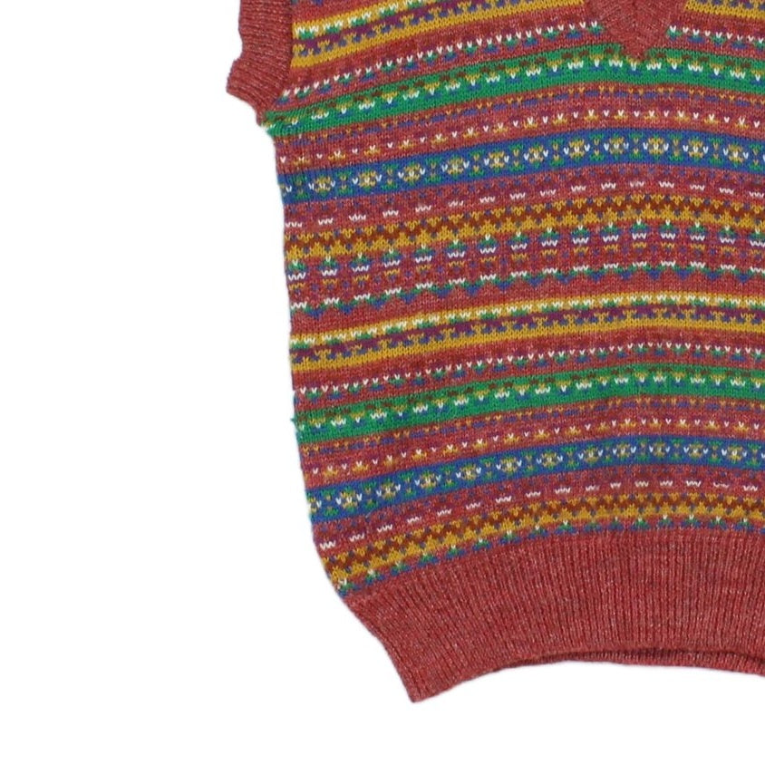 Womens Vest Jumper Retro Patterned