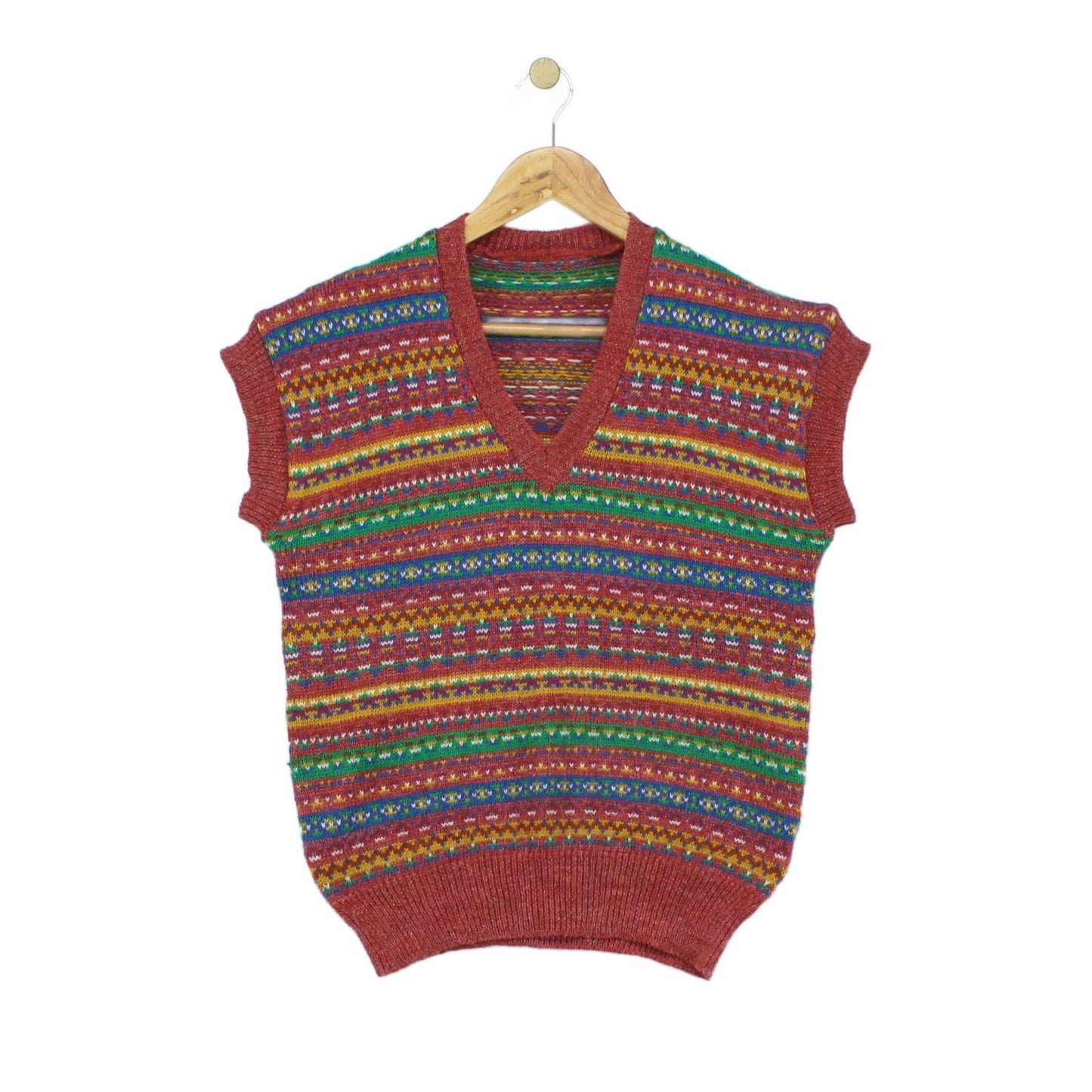 Womens Vest Jumper Retro Patterned