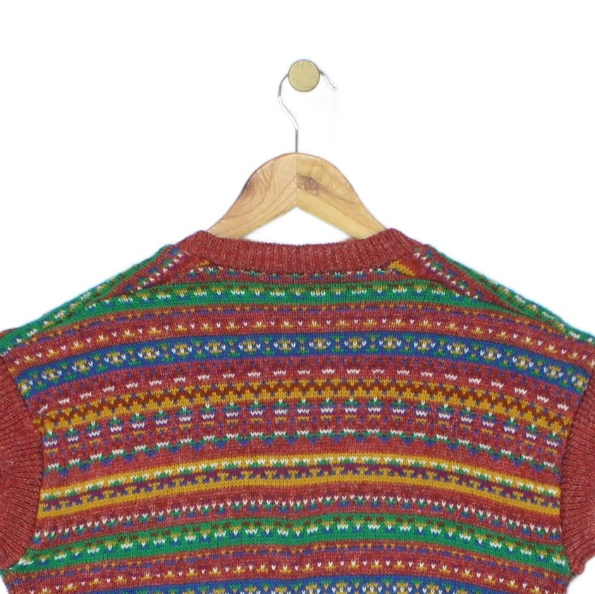 Womens Vest Jumper Retro Patterned