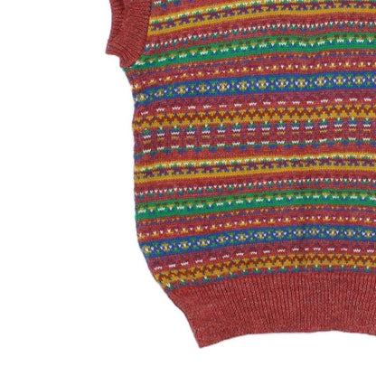 Womens Vest Jumper Retro Patterned