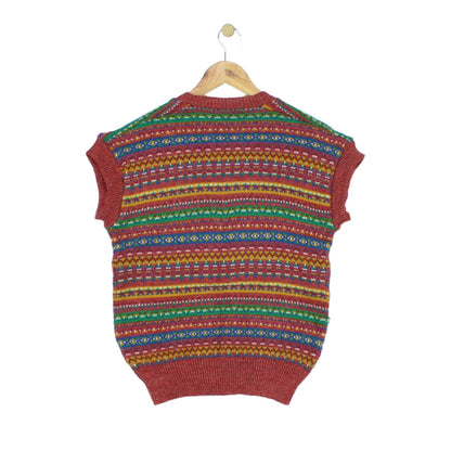 Womens Vest Jumper Retro Patterned