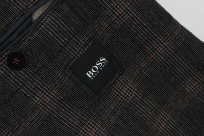 Mens Check Blazer Formal Wool Cotton