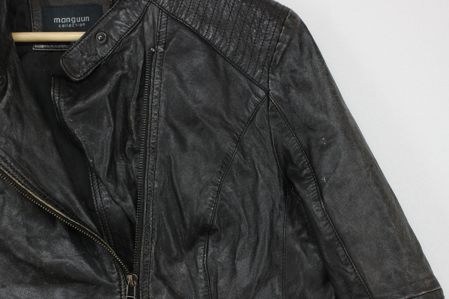 Mens Leather Jacket Biker Distressed
