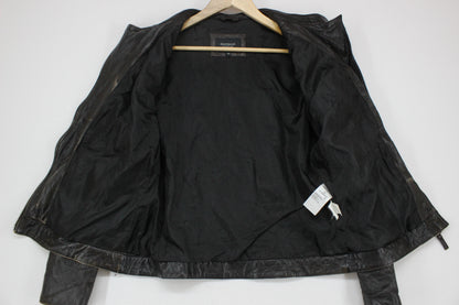 Mens Leather Jacket Biker Distressed