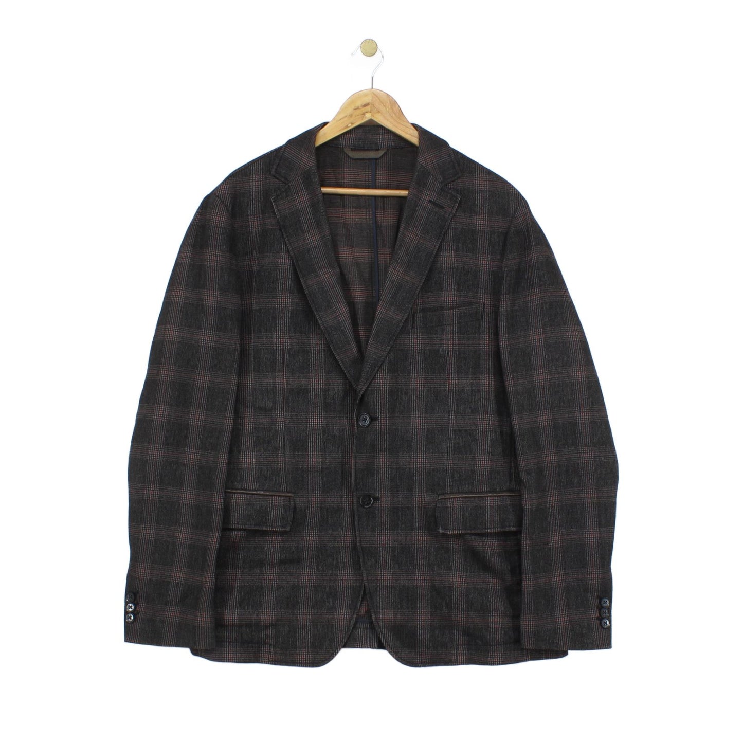 Mens Check Blazer Formal Wool Cotton