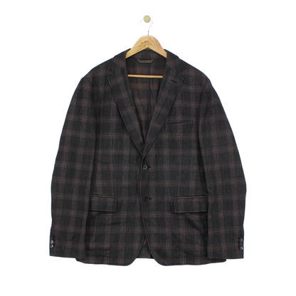 Mens Check Blazer Formal Wool Cotton