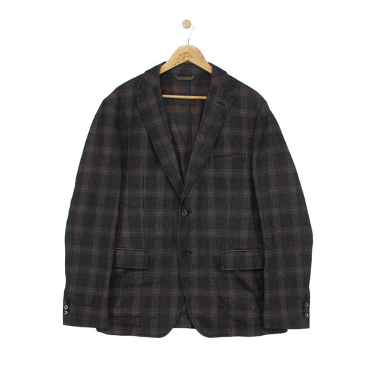 Mens Check Blazer Formal Wool Cotton