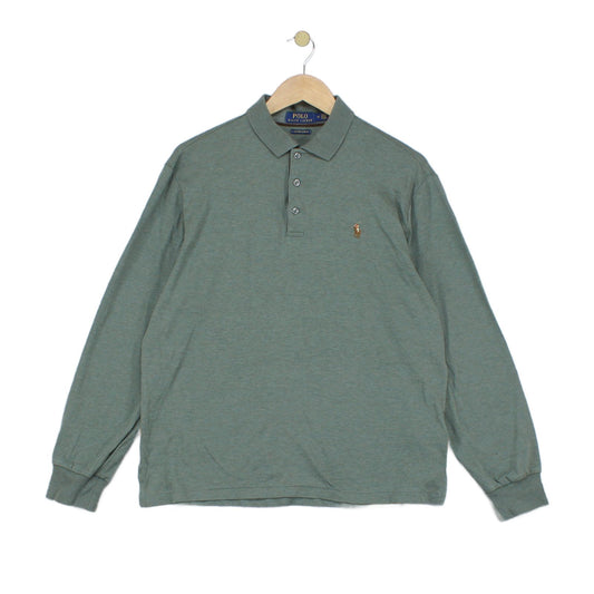 Mens Polo Shirt Stretch Custom Slim Fit Long Sleeve