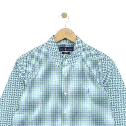 Mens Check Shirt Stretch Long Sleeve Button Up
