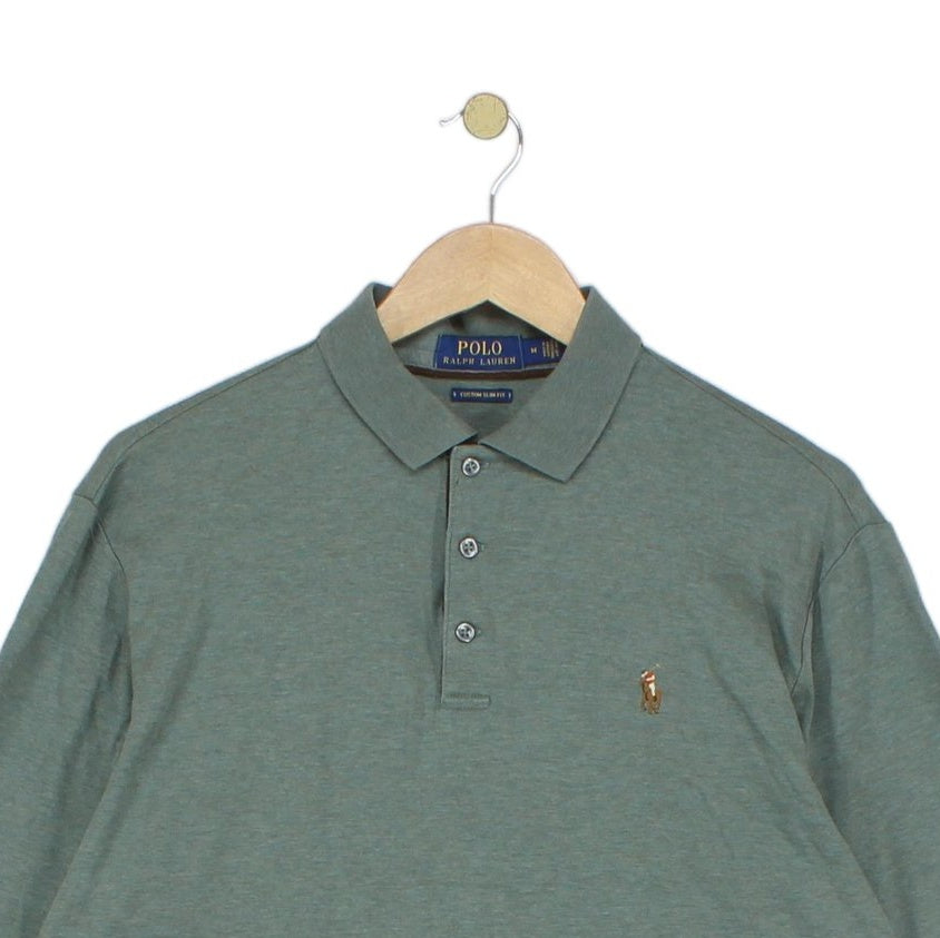 Mens Polo Shirt Stretch Custom Slim Fit Long Sleeve