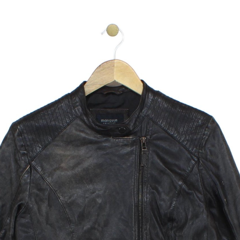 Mens Leather Jacket Biker Distressed